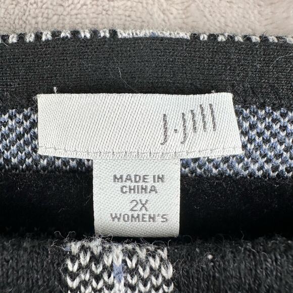 J Jill Sweater Womens 2X Black White Plaid Preppy Career Comfort Neutral Casual - Picture 6 of 12